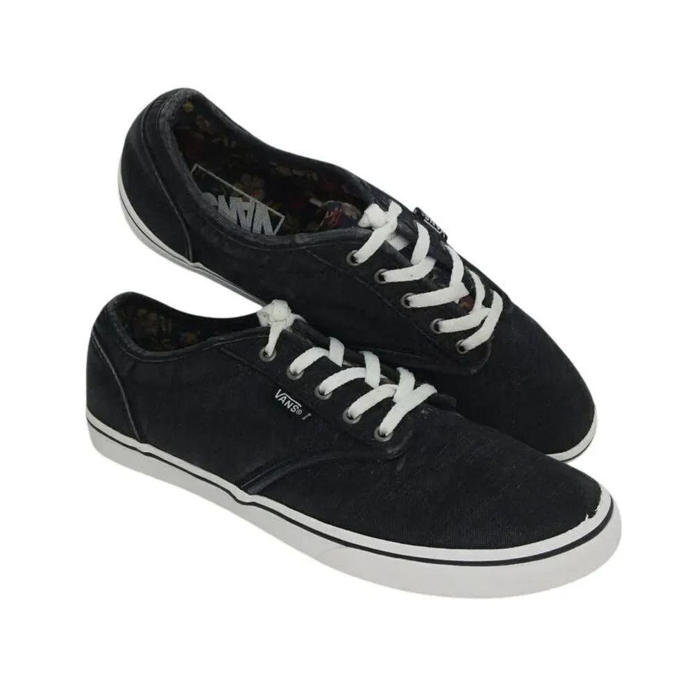 VANS Off the Wall Women's Black with Floral Inside Sneakers - sz. 5